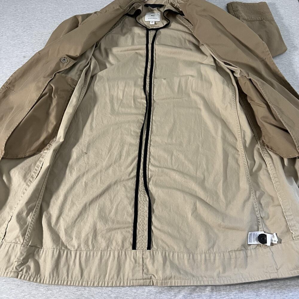 Free Assembly Trench Coat Womens XS Khaki Colorblock Double Breasted Belted - Picture 4 of 15